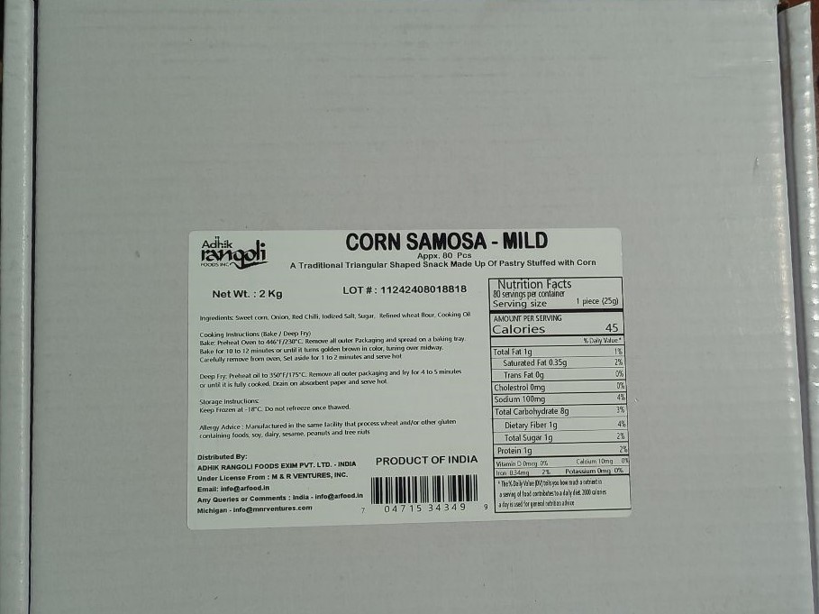 R44 VPK Corn Samosa (Mild)