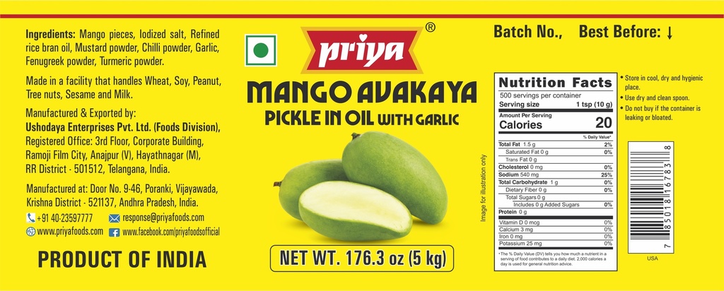 Mango Pickle (Avakaya) W/ Garlic