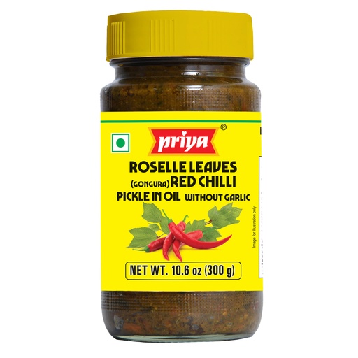 [DPRY:PKL:67508R2X] - Roselle Leaves (Gongura) Red Chilli Pickle W/O Garlic - [300g]