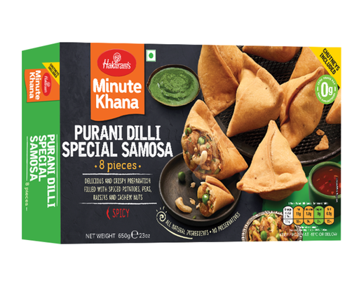 [FHLD:SNK:40020S4] - Purani Delhi Samosa W/Chutnies - [650g (8pcsx81g/pc)]