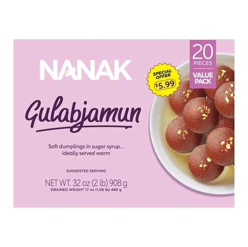 [FNNK:SWT:62511G4+] - Gulab Jamun (20 Pcs) (Pre Priced $5.99) - [908g (20pcsx45g/pc)]