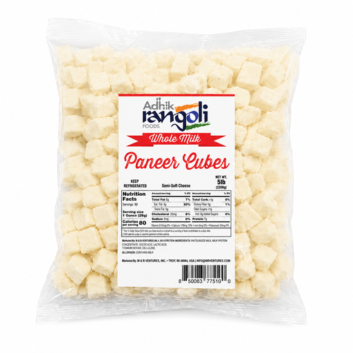 [CARF:PNR:11601P3] - P3A Paneer Cubes (Raw/Unfried) - Whole Milk - [5lb]