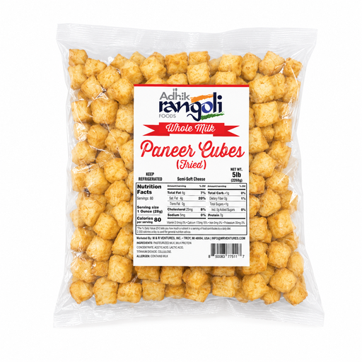 [CARF:PNR:11601P4] - P4A Paneer Cubes (Fried) - Whole Milk - [5lb]